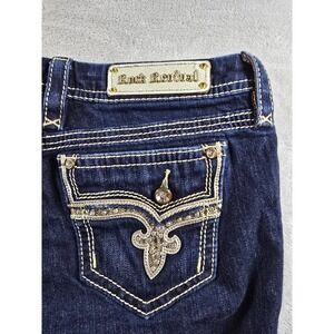 Rock Revival Jean Shorts Womens 31 Betty Mid Rise Curvy Bermuda Blue Denim